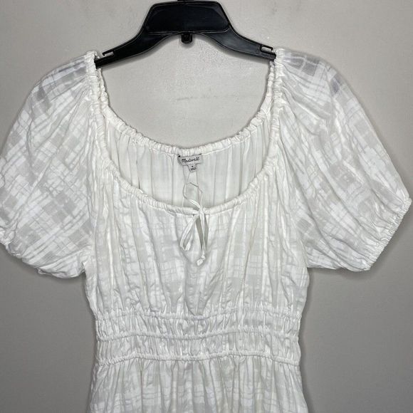 MADEWELL Lighthouse White Sophia Midi Seersucker Dress NEW $128 Pockets Womens M - Picture 5 of 16